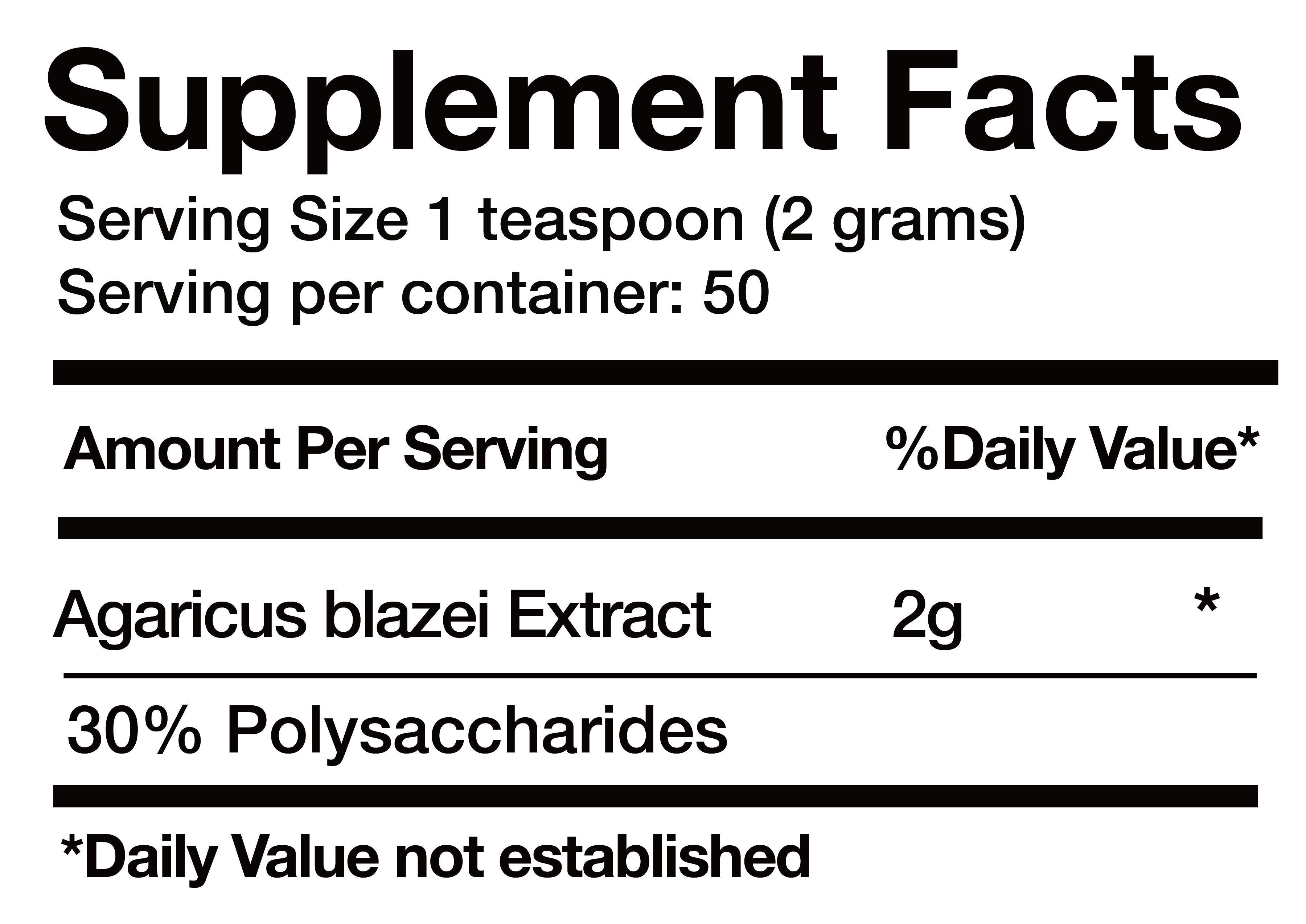 Extracto de Agaricus blazei (Agaricuz blazei Extract) nutrition facts